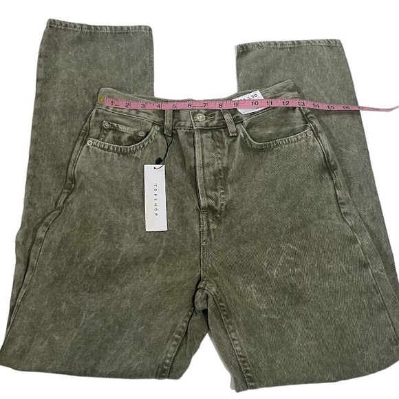 NWT TOPSHOP Dad Jeans Straight Leg Slim Fit Denim Relaxed Trench Grunge Gray New - Picture 8 of 11